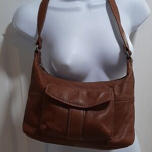 EUC Fossil brown leather handbag shoulder bag purse small